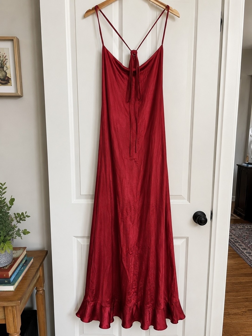NWT Ruby Red Satin Cowl Neck Maxi Dress Women's Large - Picture 3 of 6